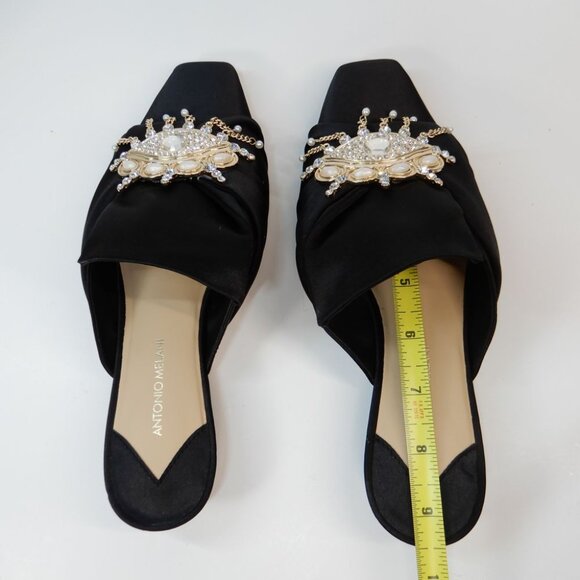 ANTONIO MELANI Lex Ornamented Backless Mules Slip On Shoes Size 6.5 Black NEW - Picture 11 of 15
